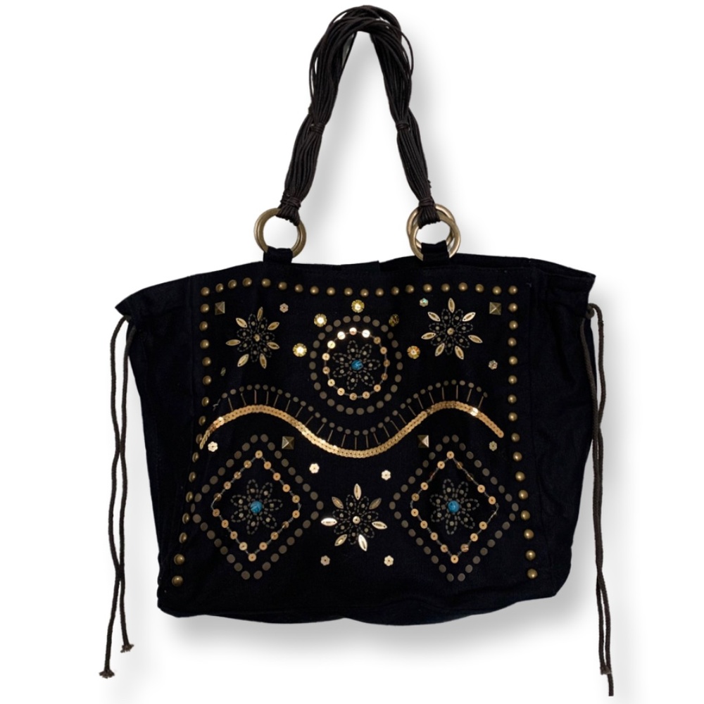 Gorgeous Black Bag Gold Sequins a touch of Turquoise